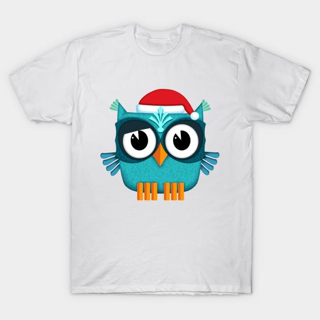 Owl Santa Claus light blue T-Shirt by BessoChicca